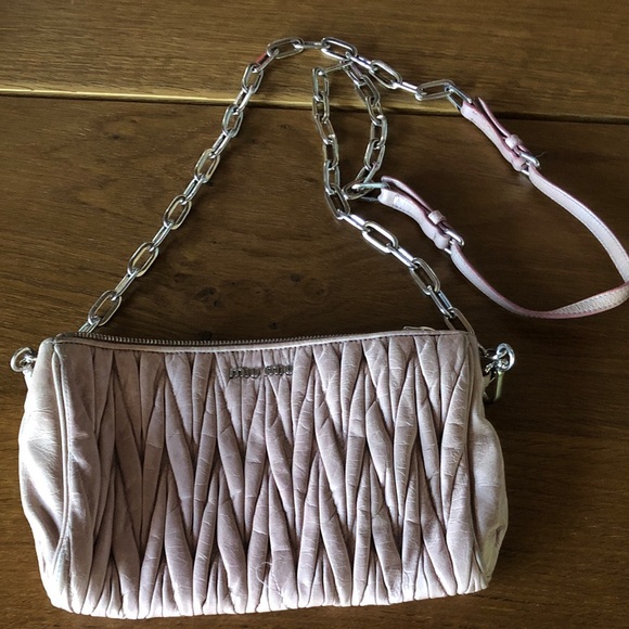 Miu Miu Handbags - Miu Miu Quilted Light Pink matelassé Shoulder crossbody Bag with Chain Strap